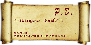 Pribinyecz Donát névjegykártya